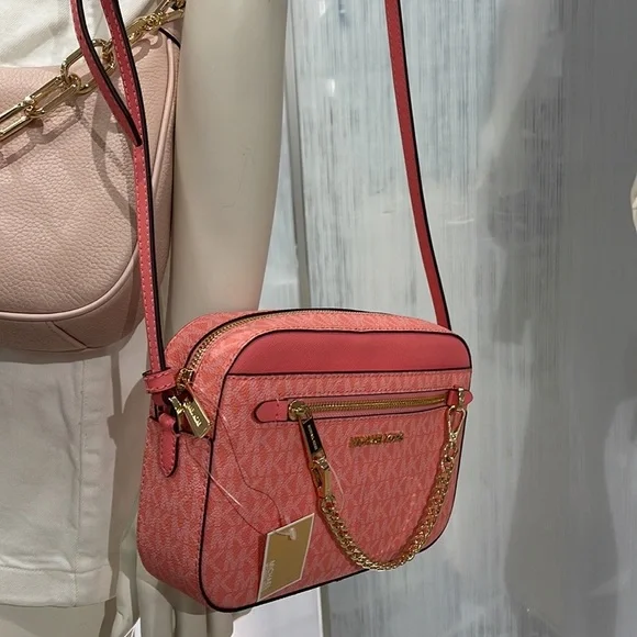 Michael Kors Jet Set Item Large East West Zip Chain Crossbody Grapefruit - Picture 16 of 16